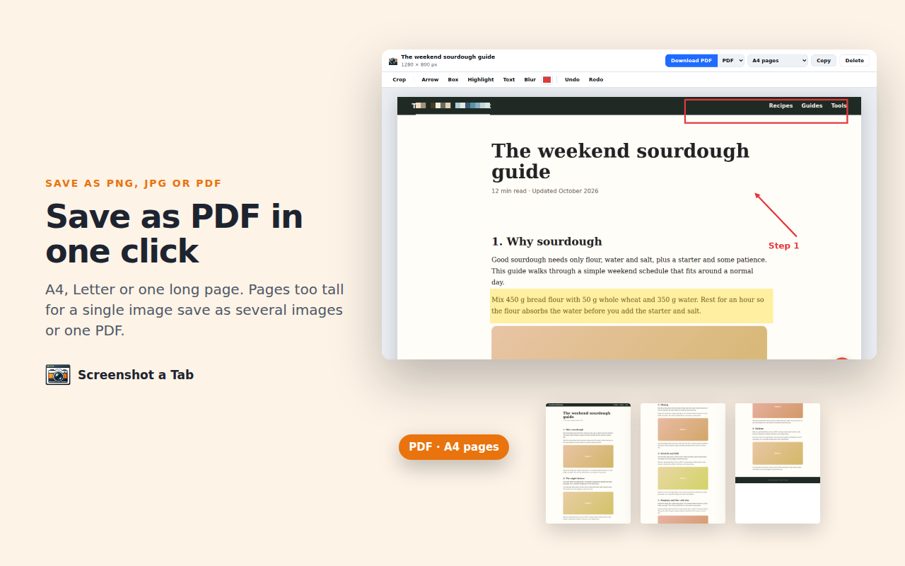 Saving a page as a PDF with A4 pages